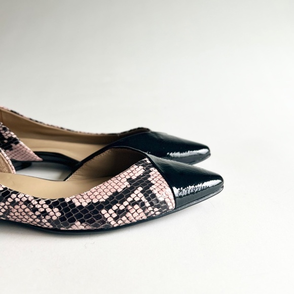 Naturalizer Black Pink Animal Print Leather Point Toe Flats size 8 - Picture 15 of 15